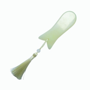 Elegant Pure Xiuyu <b>Jade</b> Gua Sha Massager Fish-Design Facial Scraper with Silk Tassel for Spa and Home Ornament - Product Image 4