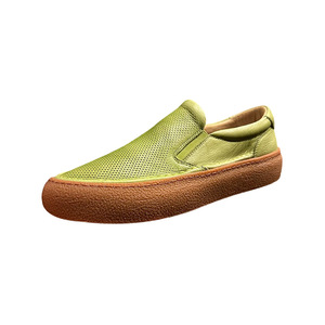 Mocassins respirants à bout ouvert, à talon bas, couleur unie verte, chaussures de marche pour hommes, style été - Product Image 1