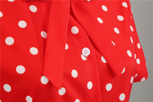 Nouveauté Vêtements pour femmes Robe vintage à pois et col montant d'été Jupe rétro élégante à nœud pour femme - Product Image 5