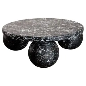 Table basse ronde d'intérieur à bas prix Meubles de salon Dalle de marbre Sphère Ball Design Table basse en marbre naturel