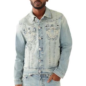 แจ็คเก็ตยีนส์ผู้ชายแบบสบายๆ แฟชั่นขายส่ง ตกแต่งด้วยเชือกเย็บ  รับทำโลโก้ตามสั่ง - Product Image 5