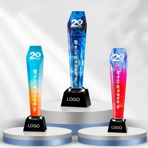 High-Grade Creative Custom Color Printing Blank K9 Clear Crystal Full & Half Color Trophy For Competition Honor Award Souvenir