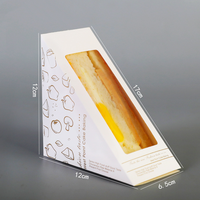 Boîte à sandwich triangulaire personnalisée avec fenêtre, jetable, de qualité alimentaire, écologique, pour emporter, emballage pour boulangerie, petit-déjeuner
