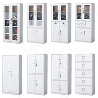 Meuble de rangement en acier pour bureau et garage, armoire de classement, bibliothèque de bureau avec 2 portes coulissantes en verre – Vente directe usine