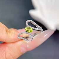 Personnalisable directement en usine, argent sterling 925, style tendance or avec péridot naturel pour mariage, fiançailles, fête, cadeau