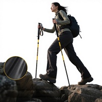 Profesyonel Ultra Hafif Karbon Fiber Katlanabilir Darbeye Dayanıklı EVA Saplı Ayarlanabilir Yürüyüş Bastonu Katlanabilir Trekking Yürüyüş Sopa