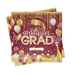 Manteles para Fiesta de Graduación, Color Borgoña y Dorado, Impresión Digital, Rectangulares, Decoración con Temática de Graduación - Product Image 1
