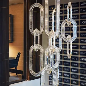 Dekorative hängende hängende Beleuchtung Esszimmer Chrom K9 Kristall moderne Ringe Kronleuchter für hohe Decken