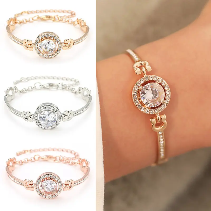 Fashion Luxury cubic zirconia Multi-Layer Bangle Bracelet High Quality Rhinestone Charm Bracelet for Women Girls Gift