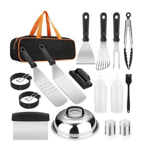 Nuevos Productos de Cocina, Utensilios de Barbacoa de Acero Inoxidable, Kit de Accesorios para Plancha Plana, Juego de Herramientas para <span class=keywords><strong>Parrilla</strong></span> Tepanyaki - Product Image 3