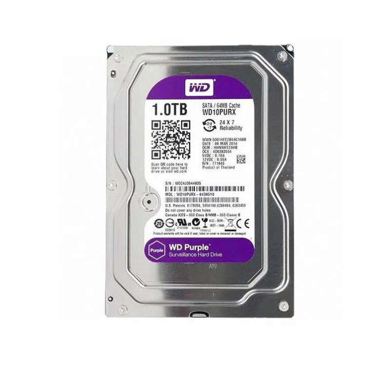 Proveedor GUIXING Usado WD Purple Western Digital HDD 1TB Disco duro interno SATA 64MB Cache 3,5