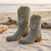Bottes de neige en cuir pour fille, bottes hautes grises, bottes vintage en cuir pour enfant, bottines de luxe pour fille