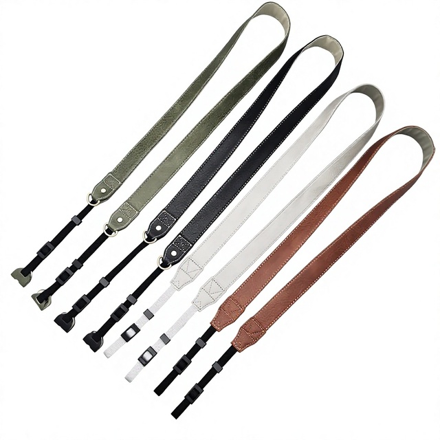 Factory-Wholesale China Camera Shoulder Strap Black PU Leather Lanyard Comfortable Pressure-relief Design DSLR Crossbody Strap