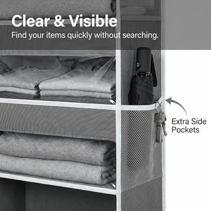 Organizador para colgar sobre la puerta con 5 bolsillos, almacenamiento colgante con ventanas transparentes y bolsillos laterales de malla para armario, baño, dormitorio - Product Image 4