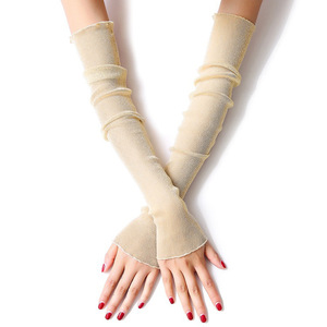 Manchettes d'été en dentelle pour femmes, élégantes et classiques, avec doigts couvrants, en soie glacée, protection solaire - Product Image 1