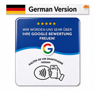 Carte d'évaluation Google allemande NFC en acrylique, support de carte pour restaurant, café, hôtel, salon, vente en gros, prix de gros