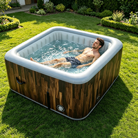 Jacuzzi gonflable portable avec jets d'air, couverture isolante et pompe filtrante pour SPA extérieur, jardin et cour.