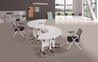 Table de formation mobile modulaire moderne avec roues Assemblage facile Salle de conférence pliante avec couvercle rabattable durable pour bureau d'étude de réunion