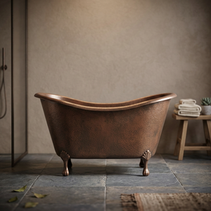 Baignoire rectangulaire en cuivre, finitions patinées de luxe, finition nickel poli, style classique haut de gamme pour salle de bain - Product Image 4