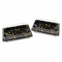 Boîte à sushi en plastique PET de qualité alimentaire en gros, motif feuille dorée, couvercle anti-buée, conteneur à sushi pour restaurant, cuisine japonaise
