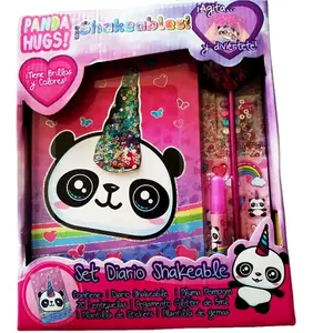 Panda Design Magic Sequins Stationery Set Diary set with Pompom pen Back to school supplies Stationery