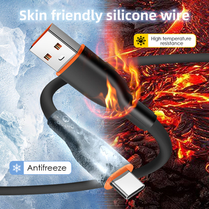 Câble de charge rapide Type-C vers Type-C en silicone véritable de qualité supérieure, résistant aux hautes températures, à bande verticale - Product Image 4