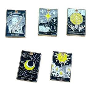 Charme de la mort, du soleil, de la lune et des étoiles pour la fabrication de bijoux, pendentif en émail pour collier, porte-clés, accessoires, fournitures de bricolage - Product Image 5