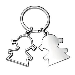 Two <b>Little</b> <b>Girls</b> Metal Keychain Couple Charm Pendant <b>Gift</b> <b>For</b> Her Him - Product Image 1