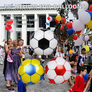 Ready to Ship 18-Inch Round Helium Football Foil <b>Balloons</b> Aluminum Mylar <b>Balloons</b> Backdrop Single Item - Product Image 2