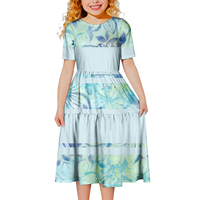 Vêtements pour enfants personnalisés, jupes maxi à col rond d'été samoanes, vêtements pour enfants surdimensionnés polynésiens, robes à étages douces pour filles hawaïennes