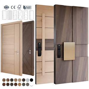 Cửa ra vào hiện đại kiểu Mỹ, cửa an ninh ngoại thất bằng gỗ cho nhà ở, cửa xoay an ninh chính với khóa thông minh - Product Image 3