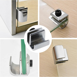 Poignées et Boutons de Tiroir Contemporains en Métal Noir/Chrome pour Meubles, Clips de Porte pour Chambre et Salon, Verre 5-8mm - Product Image 6