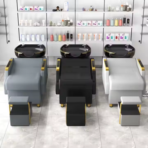 Zxm Sillón de Lavado de Cabello con Masaje, Mueble de Salón de Belleza, Sillón de Champú con Lavabo - Product Image 1