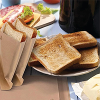 PTFE Sandviç Poşeti Yapışmaz Yeniden Kullanılabilir Gıda Poşeti Isıya Dayanıklı Fiberglas Poşet Sandviç Burger Panini Pişirme Izgara için