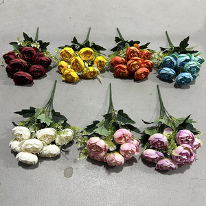 Bouquet de fleurs artificielles en soie Yixuan, 7 têtes, grandes roses thé, haute simulation, pour décoration de mariage et d'intérieur, art floral - Product Image 2