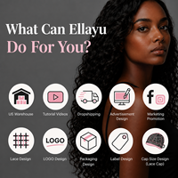 Rambut Manusia Brasil Ellayu Cuticle Aligned, 100% Virgin Unprocessed Indian Curly, Bundel Double Drawn Grosir dari Vendor