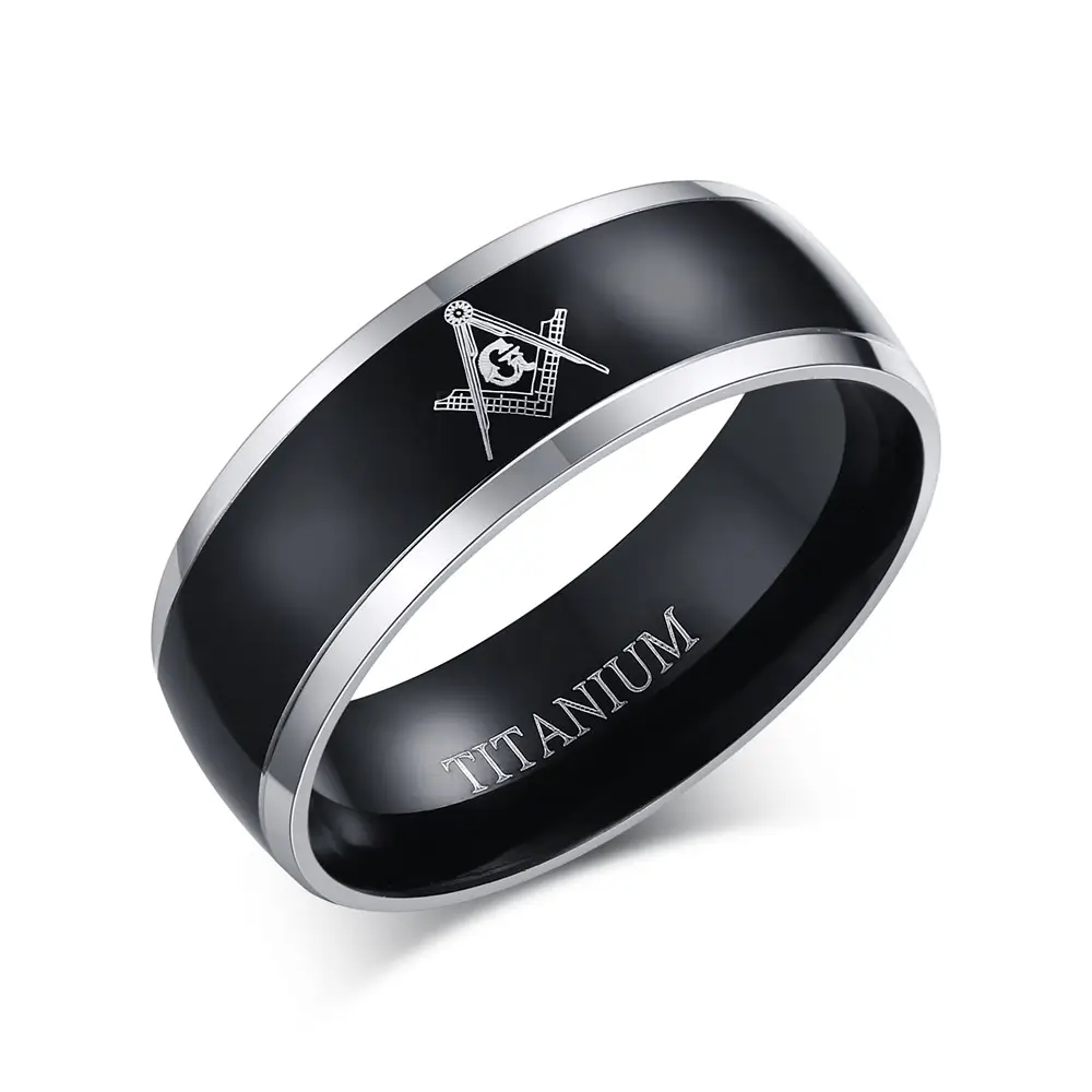 Anéis de titânio brilhantes para homens, venda quente de anéis tendência de joias