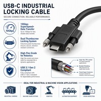 كابل USB 3.1 Gen2 من النوع C مع قفل مزدوج اللولب للاستخدام الصناعي