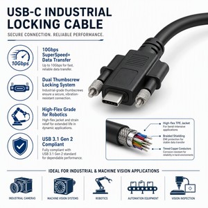 Câble USB 3.1 Gen2 Type-C à verrouillage avec double vis pour l'industrie - Product Image 2