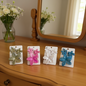 Set di Fermagli per Capelli Bicolore con Fiori in Resina da 10 Cm, Elettroplaccati, Moda Casual per Donne - Product Image 3