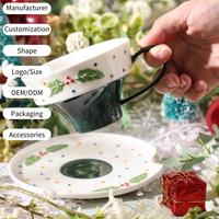 Tasses à café et assiettes en porcelaine vintage minimalistes à motif de baies de Noël, 200 ml, avec plateau, réutilisables, adaptées aux aliments, cadeaux de grande valeur