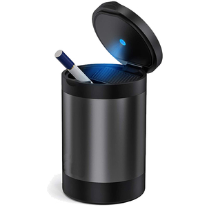 Car Cigarette Ashtray Smokeless Ash Car Stainless Steel Press Type Ashtray with Lighter