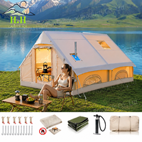 Tente gonflable de luxe à double couche de 12 mètres carrés, imperméable, en Oxford 300D, avec deux chambres et un salon, résistante aux UV, pour toutes les saisons, à montage rapide