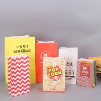 Sac d'emballage de pop-corn anti-graisse personnalisé, logo de sac en papier de dessin animé biodégradable imprimé