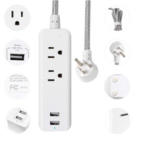 Multiprise de voyage approuvée pour les croisières, sans protection contre les surtensions, avec 2 prises et 2 ports USB, rallonge compacte pour bureau, prise américaine