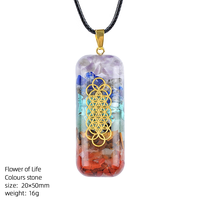 Collier de guérison en résine Orgone Arbre de Vie 7 Chakras avec pendentif rectangulaire en pierres précieuses et gravier, idéal pour les cadeaux - Vente chaude
