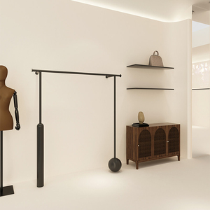Riel de Exhibición de Ropa Comercial Negro Mate Montado en Pared, Soporte Estable para Colgar Prendas en Pared para Centro Comercial y <span class=keywords><strong>Boutique</strong></span> de Mujer - Product Image 1
