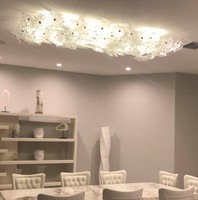 Grand lustre moderne à fleurs en verre à DEL pour le salon, éclairage de luxe dans le hall des escaliers, suspendu pour les hôtels et les grands bâtiments