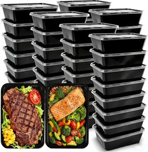 Boîte à bento en plastique PP jetable, résistante au micro-ondes et au lave-vaisselle, récipient alimentaire rectangulaire à emporter avec couvercle anti-fuite pour la préparation des repas - Product Image 1
