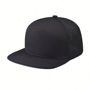 Casquette de baseball snapback oversize à visière plate avec perforations laser, respirante, pour hommes et femmes, pour l'extérieur et le style urbain - Product Image 1